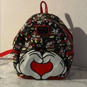 Loungefly Disney Black and Red Heart Backpack